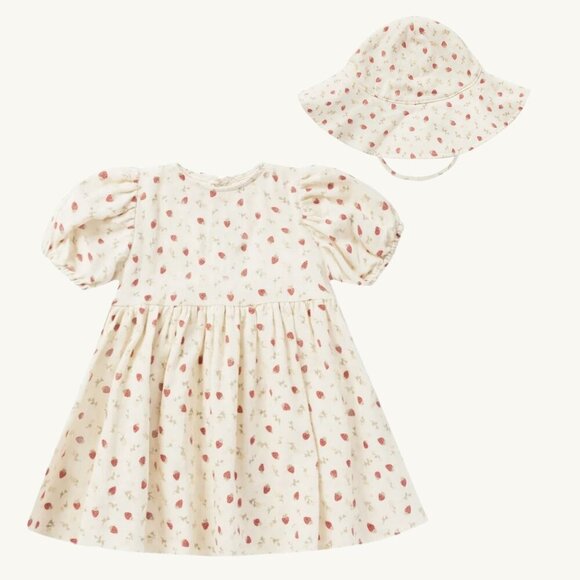 NWT - Rylee + Cru strawberry field dress and sun hat set - Picture 1 of 4